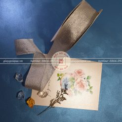 Ruy băng nhũ kim tuyến 4cm màu Bạc - RB13