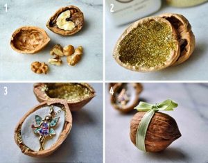 Hộp đựng trang sức từ vỏ quả óc chó Hộp đựng trang sức từ vỏ quả óc chó