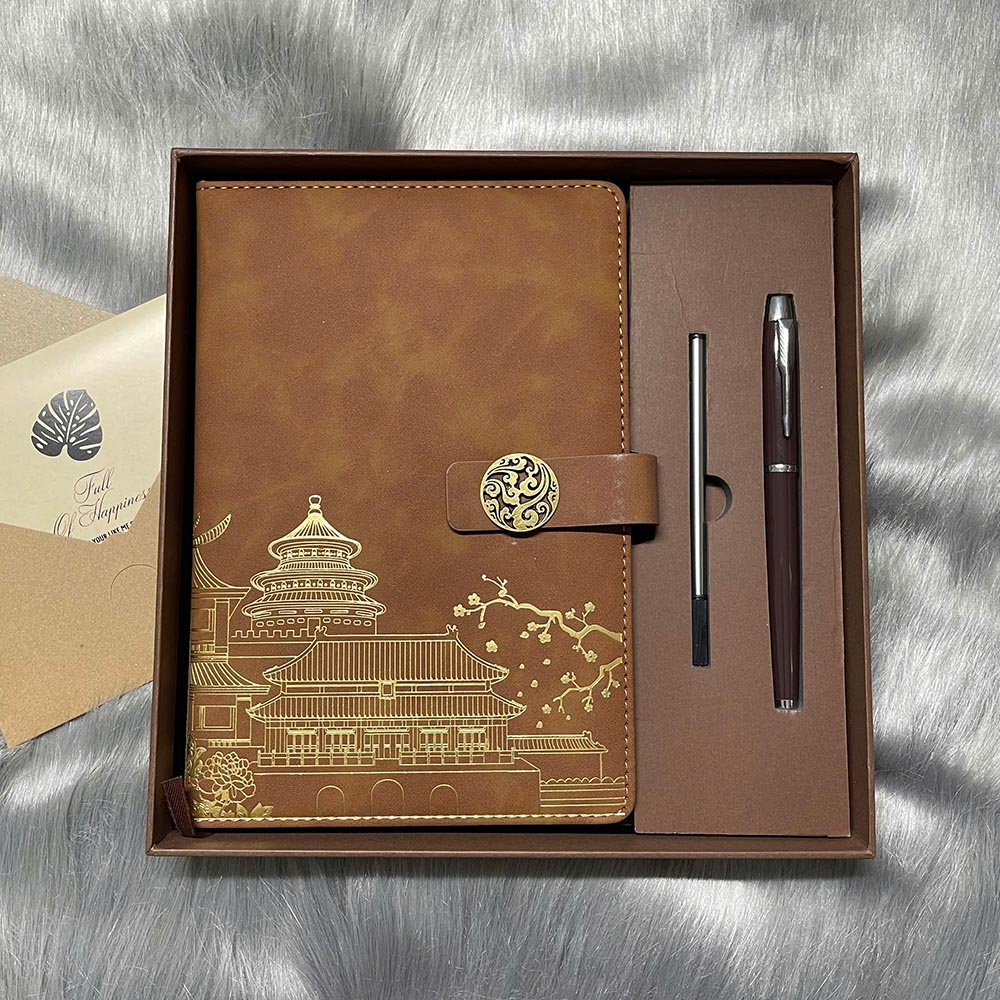 Set quà tặng Sổ da và Bút kèm ngòi thay thế (SQ-SB)
