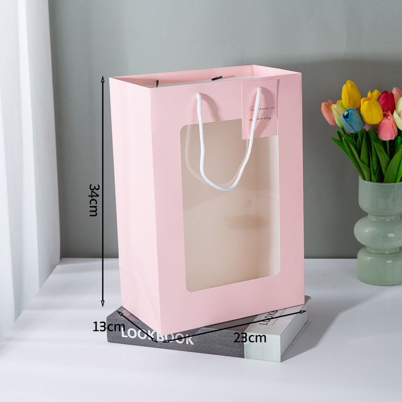 Túi giấy cửa sổ mặt kính mica size to 34x23x13cm